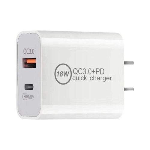 Dual Fast Charging 18W USB Wall Charger | USB Type C+A - OHM Cases